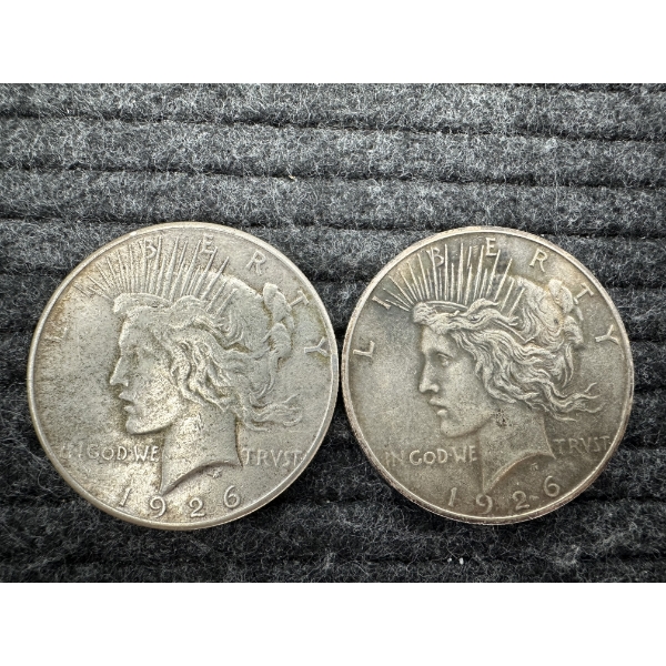 Two 1926-S Peace Dollars