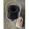 Image 1 : Brand New 64OZ. Quick Shine Disinfectant Floor Cleaner & 15 Liter Planet Wheeled Mop Bucket - No Shi