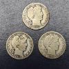 Image 1 : 3 Pcs -  Barber (Liberty Head) 90% Silver Half Dollars - 1911 P / O / S - See PIcs