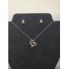Image 1 : Sterling Silver Heart Necklace & White Sapphire Earring Set by Helzberg Diamonds W/ Warranty