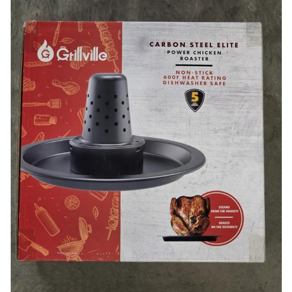 Grilleville Carbon Steel Brand New In Box Power Chicken Roaster 