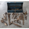 Image 1 : Vintage 19'' Metal Toolbox With Vintage Tools Including Wrenches, Files, Hammer And More