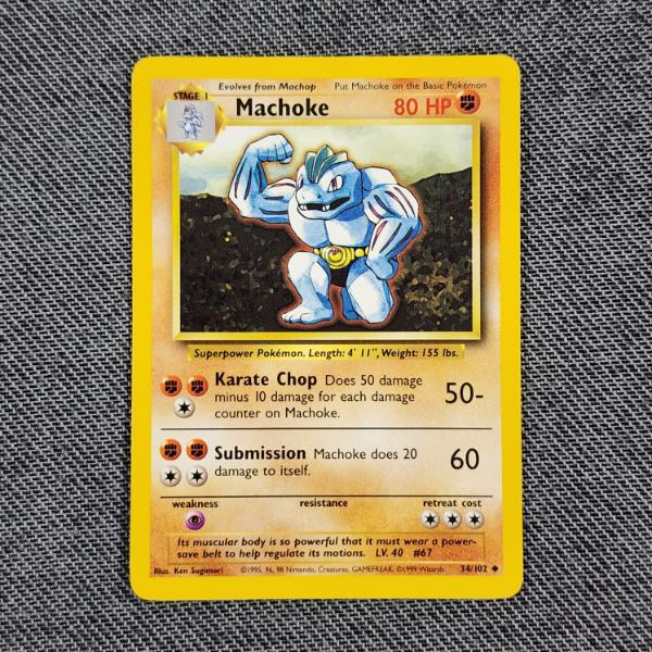 Machoke 34/102 Uncommon Vintage Base Set Pokemon Trading Card in Near Mint Condition!