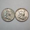 Image 1 : Two 1954 United States 90% Silver Franklin Half Dollars - FV: $1.00