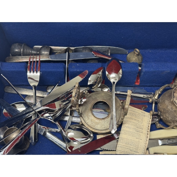Lot of Silver Spoons And Other Pieces In A Collectible Wooden Box - Great Condition 