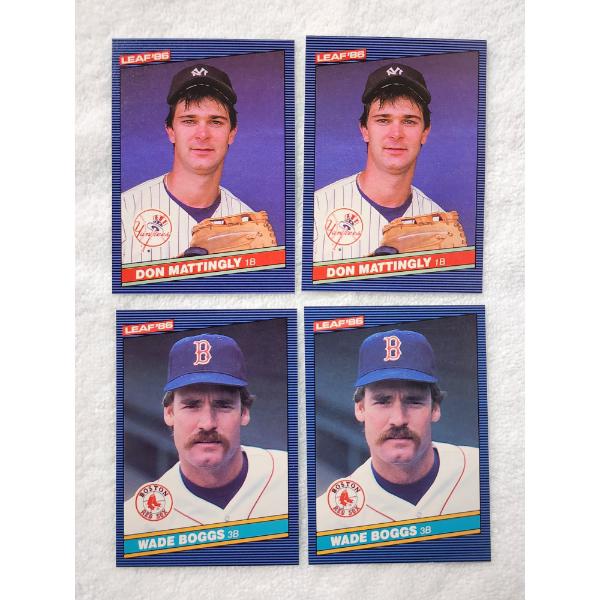 Four Assorted 1985 Leaf-Donruss Baseball Trading Cards Ft. 2 Don Mattingly #103 & 2 Wade Boggs #168