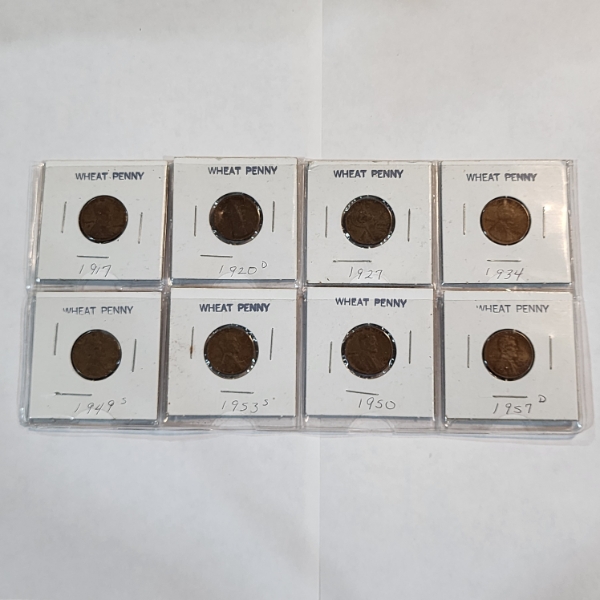 Eight Assorted United States Wheat Cents