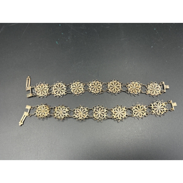 2  Gorgeous Vintage Bracelets - Floral Pattern - ~7.5 inches long (unclasped) 