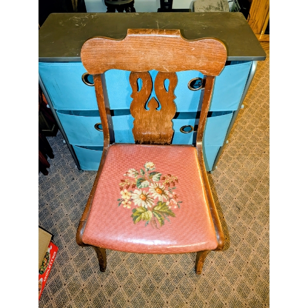 6 Cube Storage, And Vintage Needlepoint Chair