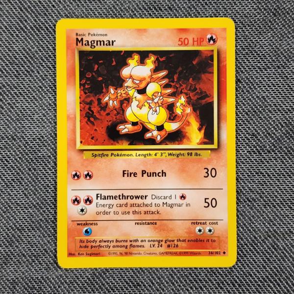 Magmar 36/102 Uncommon Vintage Base Set Pokemon Trading Card in Near Mint Condition!