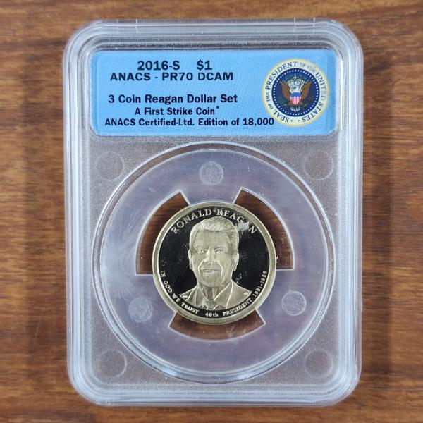 ANACS PR70 DCAM Graded 2016-S Reagan Dollar From 3 Coin Reagan Dollar Set ~ First Strike ~ 1/18,000