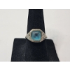 Image 1 : Vintage-Style 14K White Gold Ring with Large Blue Gemstone - Size 6 - TW: 2.2g