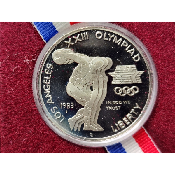 1983-S Proof United States Olympic Silver Dollar In Original Packaging - 90% Silver