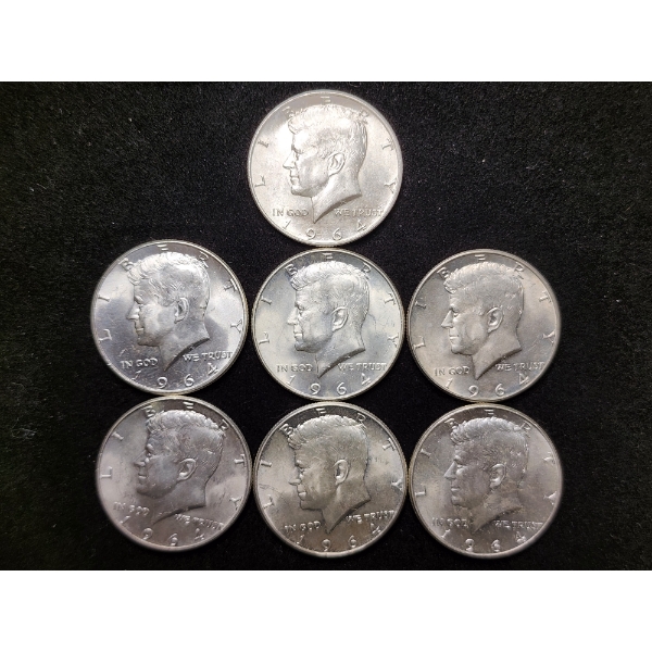 $3.50 Face Value in Kennedy 90% Silver Half Dollars All in Brilliant Condition!