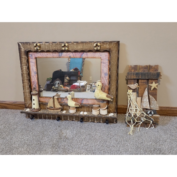 Louisville Home Pickup - 22 x 18 Wooden Nautical Mirror & Decorative Items Shown
