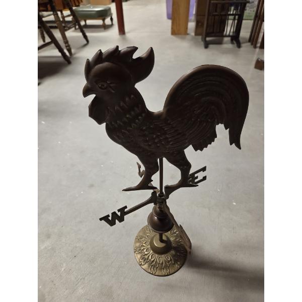 *Pick Up At Mantua Home-No Shipping Available* Neat Horseshoe Brand 19'' Brass Tabletop Rooster Weat