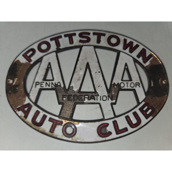 Vintage Metal AAA Emblem - Unique "Pottstown Auto Club"