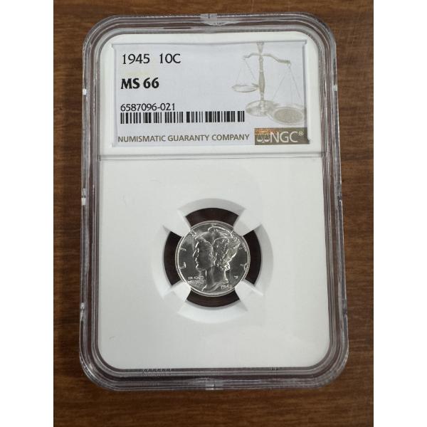 1945 United States Mercury Silver Dime - NGC MS 66 - Exceptional Condition