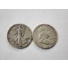Image 1 : Two U.S. 90% Silver Half Dollars: 1943 Walking Liberty & 1954 Franklin FV: $1.00