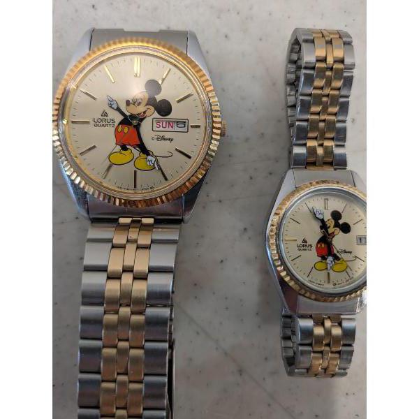 Lorus Quartz Disney Mickey Mouse Two Toned Band His & Hers Watches