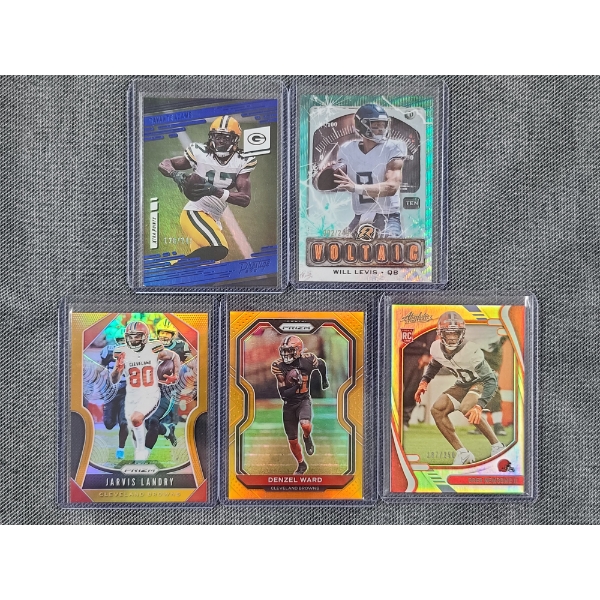 Five Assorted NUMBERED Football Trading Cards - All 1 Of 250! Topps & Panini! Years Range 2019-2025