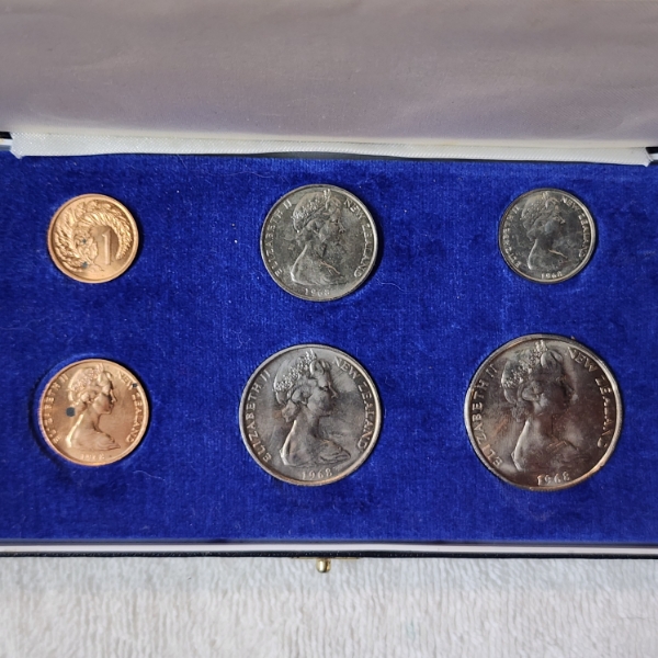 1968 New Zealand Coin Set Featuring Six Different New Zealand Coins in Nice Display Box