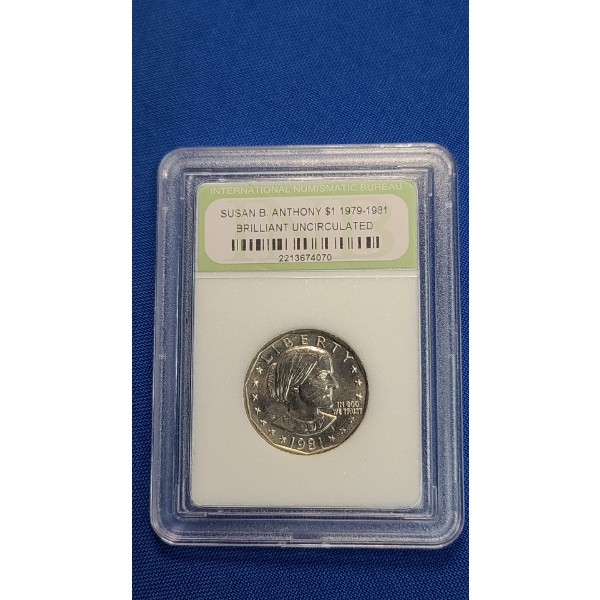 International Numismatic Bureau Susan B. Anthony 1979-1981 Brilliant Uncirculated Dollar Coin