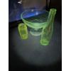 Image 1 : Vintage UV Reactive Glassware Including Bottle, Cup & Bowl 