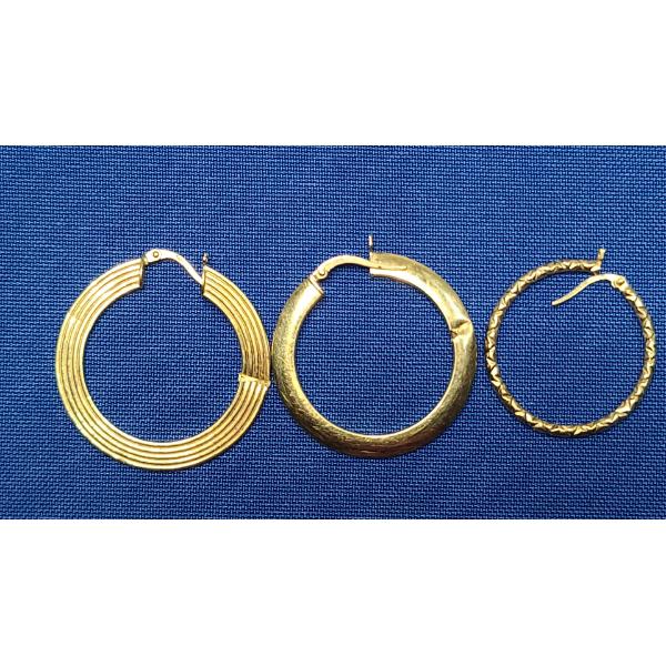 (3) 14K Yellow Gold Non-Matching Earrings - Total Weight: 3.3g