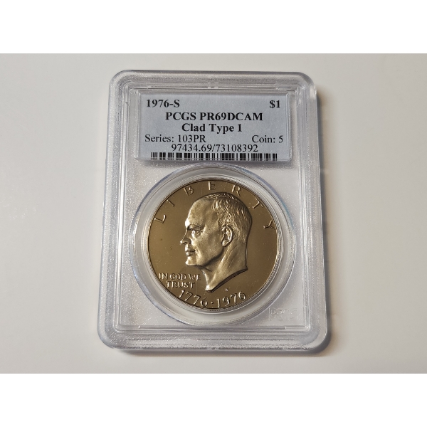 1976-S Eisenhower Dollar Clad Type 1 Graded PR 69 DCAM by PCGS