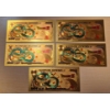 Image 2 : 5 Pc Set Pure 24k .999 Gold Foil "Dragon Ball Z"Nippon Ginko Bank Notes - Each In Mint Condition