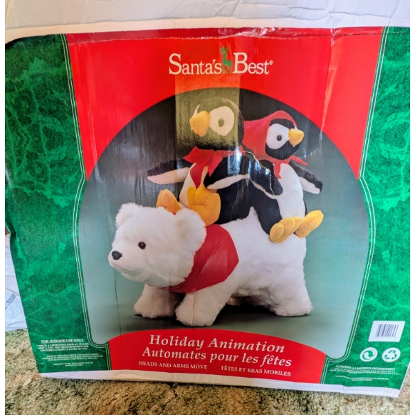 26"x21" Plush Animated Polar Bear And Penguin Figures