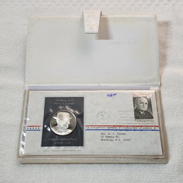 1973 Postmasters of American Harry S. Truman Limited Edition Sterling Silver Proof Coin