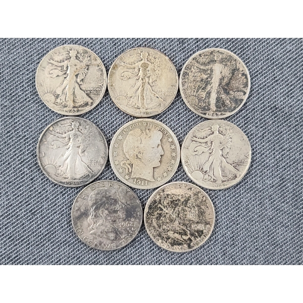 $4 Face Value in 90% Silver United States Half Dollars - Ft. Walking Liberties, Franklins & Barber!