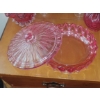Image 3 : Group of Cranberry Vintage Glass Pieces - Including Fantastic Heavy Covered Candy Dish