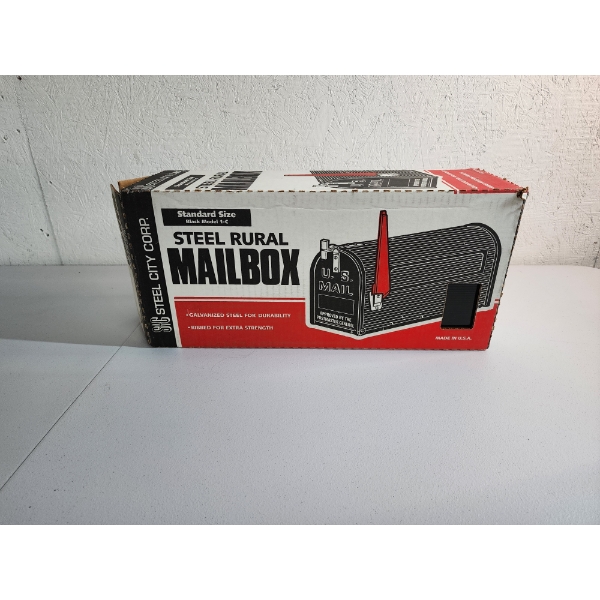 Steel Rural Mailbox - Standard Size, New in Box with Parts