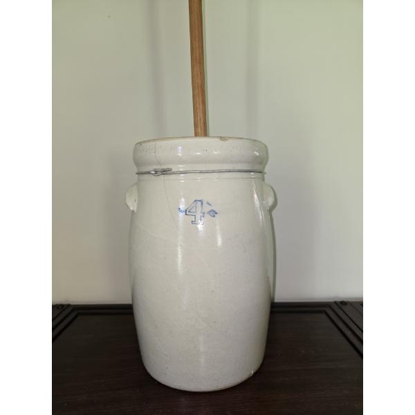 4 Gallon Stoneware Butter Churn with Dasher