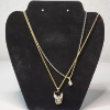 Image 2 : Onyx Eagle Pendant Necklace and Clear Stone Teardrop Pendant Necklace 