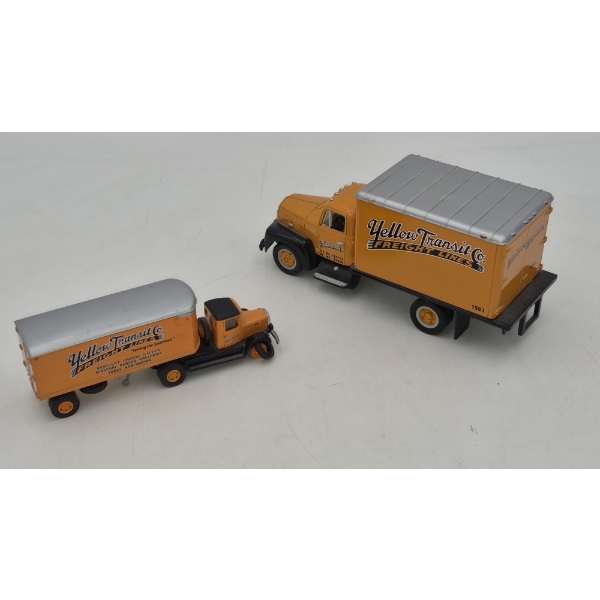 METAL TOY TRUCKS - 2 Pcs - YELLOW TRANSIT FREIGHT LINES   1993 FIRST GEAR - SEE DESC & PICS