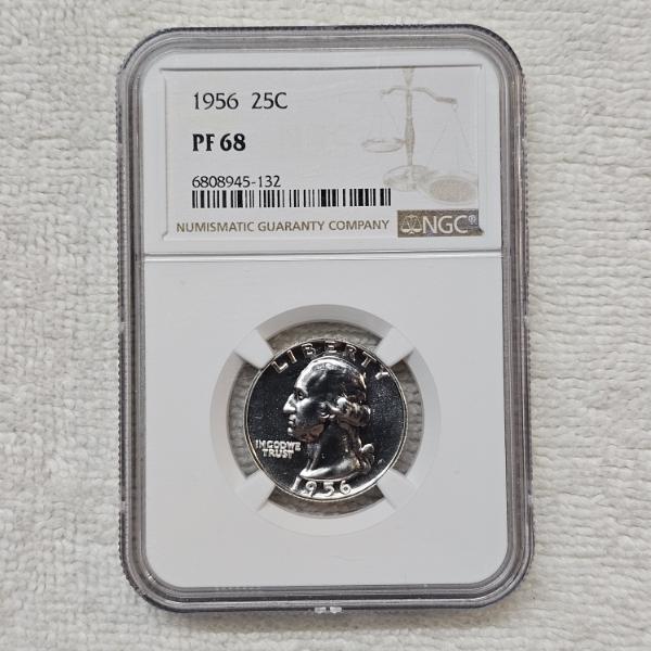 1956 90% Silver 25-cent Washington Quarter Proof Coin Graded PF 68 by the NGC