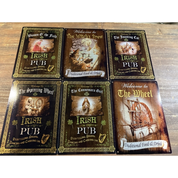 6 Tin 12''x9'' Decorative Welcome Signs - Lots of Irish Pub & More