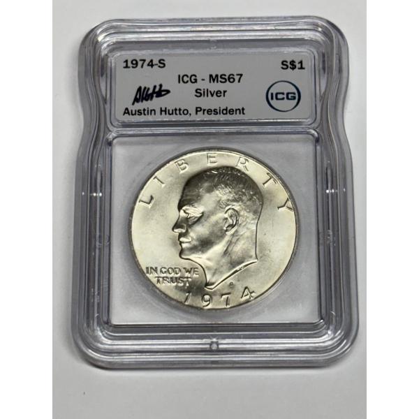 1974-S Silver Dollar - ICG-MS67 Eisenhower Silver Dollar - 90% Silver - FV $1.00