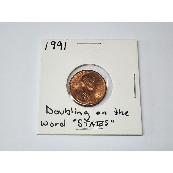 ERROR COIN: 1991 Lincoln Memorial Cent - Doubling on "States"