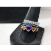 Image 3 : Sterling Silver Earrings, Colorful Rings, and Broken Chain - TW: 10.1g