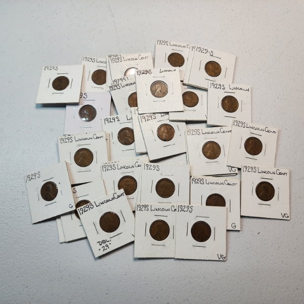 Lot of 36, Mainly 1929-S, Lincoln Wheat Cents - Face Value $0.36