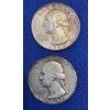 Image 2 : Lot of 4 Assorted Year 90% Silver Washington Quarters, FV $1.00