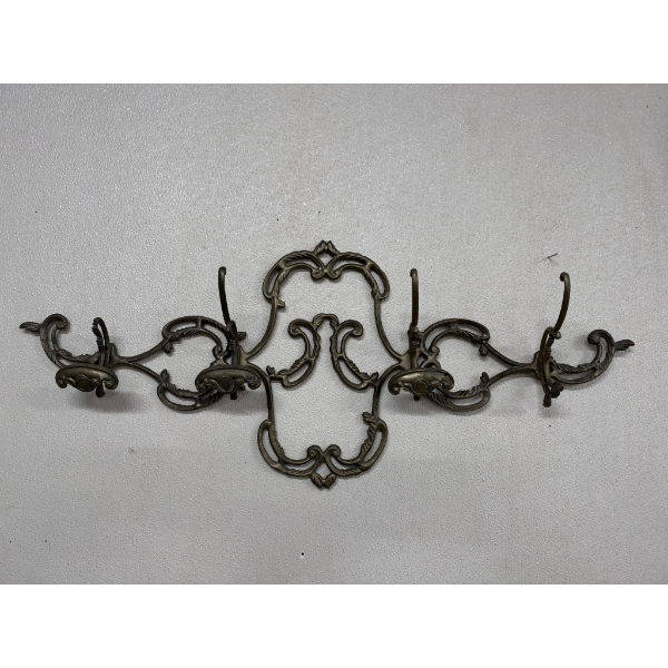 Victorian/Rococo Revival Style Cast Brass Coat Hanger - Two Broke Hooks - 4lbs