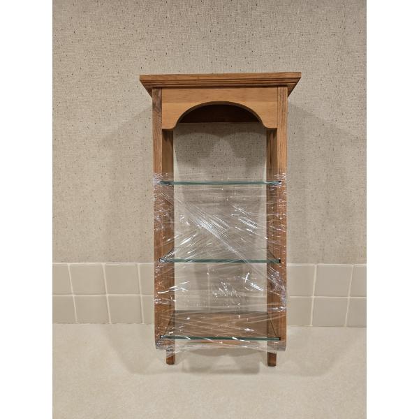 Wood and Glass Shelf - 10x6x24.5 - Can Be Hung (Flat Side Up) or Sat on a Table (Flat Side Down)