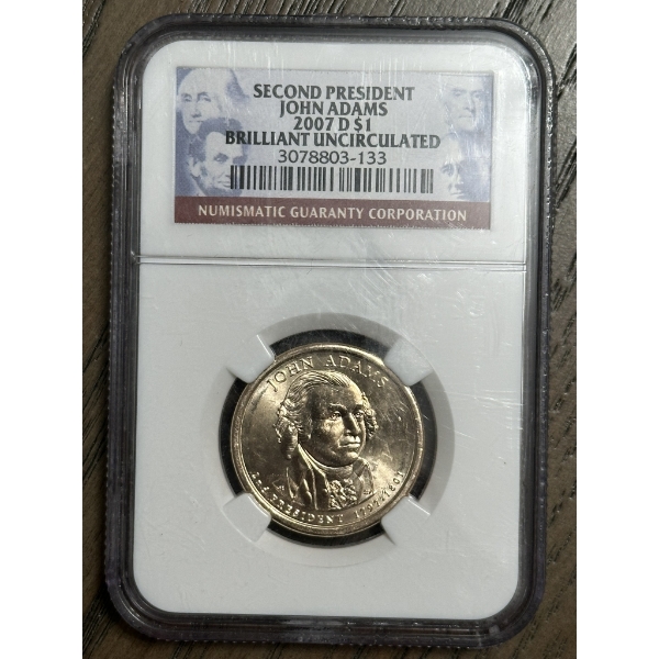 NGC B.U. 2007D John Adams Presidential Dollar