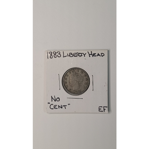 United States 1883 Liberty Head "V" Nickel "No Cents" Variety